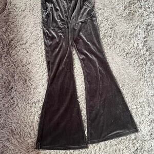 Gray‎ Velvet Y2K McBling TrashyY2K Jersey Shore Bell Bottoms Flared Pants